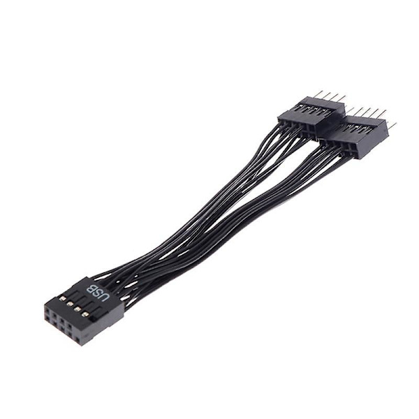 2 kpl Tietokoneen Emolevyn USB-jatkokaapeli 9-nastainen 1 naaras 2 uros Y-jakaja Äänen HD-jatkokaapeli PC:lle 10 cm