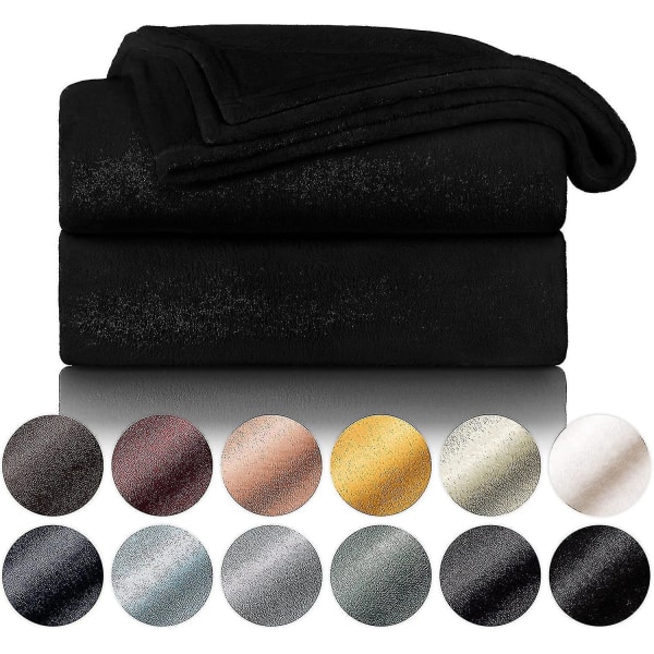 Blød og Koselig Pude - Høj kvalitet tæppe, Super blødt fleece tæppe som sofa tæppe, sengetæppe eller stue tæppe Black 150 x 200 cm