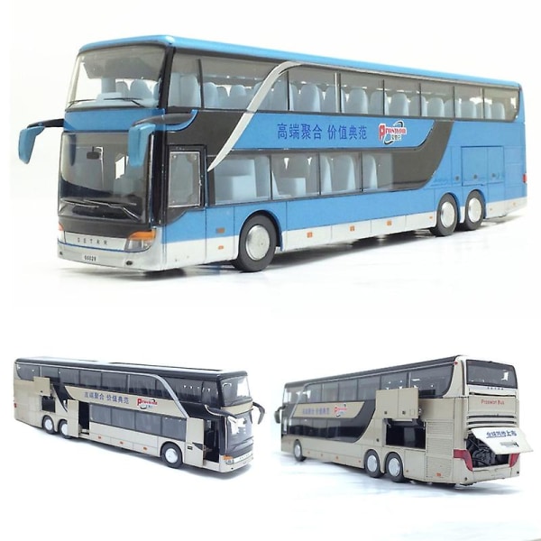 1:32 Høj Kvalitet Legering Dobbeltdækkerbus Lyd Lys Metal Diecast Træk Tilbage Simulation Luksus Sightseeing Bus Køretøj Børns Legetøj [DmS] Gold