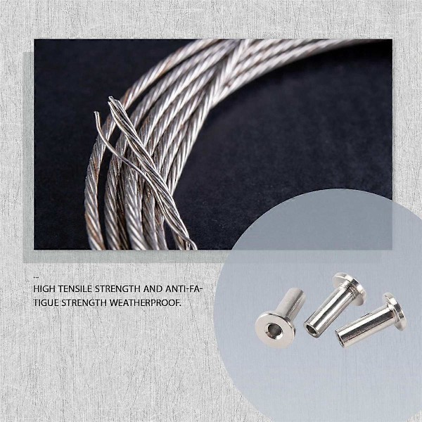 20 stk. Rustfrit Stål Beskyttelseshylstre Beskyttelseshylstre Grommet Sæt til 1/8 tommer Wire Rope Kabel Gelænder, DIY Balustrade T316 Marine Grade Silver