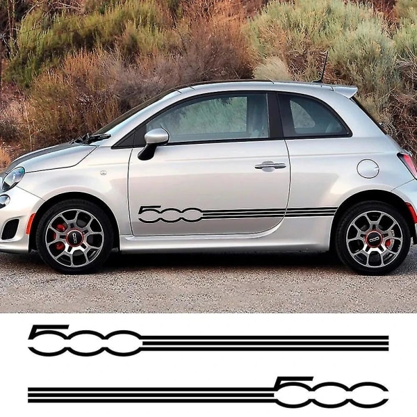 2 stk For Fiat 500 Bilstylings Dør Lange Striper Grafisk Klistremerker Skjørt Dekaler Side Karosseri Dekor Vinyl Film BiltilbehørBY Red 170cm X 26cm
