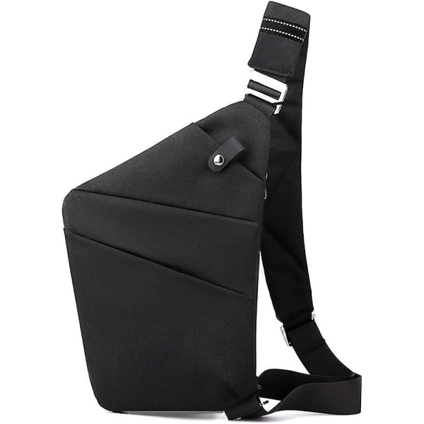 Sling Bag, Letvægts Crossbody Skuldertaske Brysttasker Dagrygsæk, En Rem Anti-tyveri Sling Bag Til Kvinder Mænd DB black right shoulder