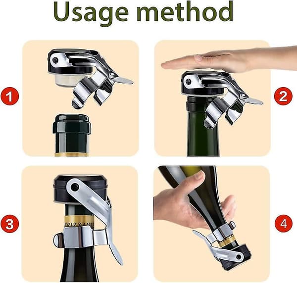 Champagneprop, 2 stk. Rustfrit Stål Champagneflaskeprop Forsegler til Cava Prosecco Mousserende Vinprop TY Silver black 2pcs