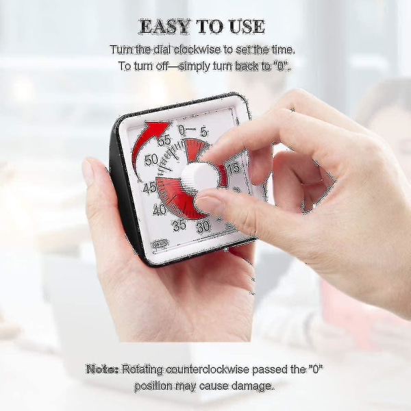 60-minutters visuel timer, klasseværelses nedtællingsur, lydløs timer til børn og voksne