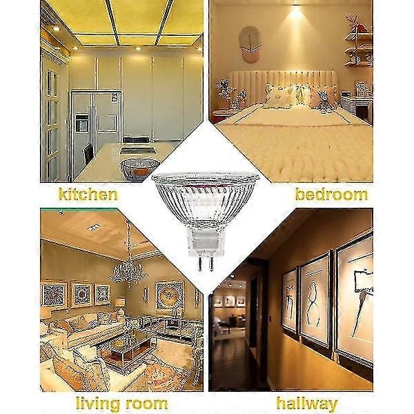 MR16 Spotljuslampa 12V 20W Glödlampa GU5.3 Glödlampa Dimbar 2-polig Halogenlampor Varmvit 2700K Pack med 12 (mr16-20w-12p) [xh] Dark green