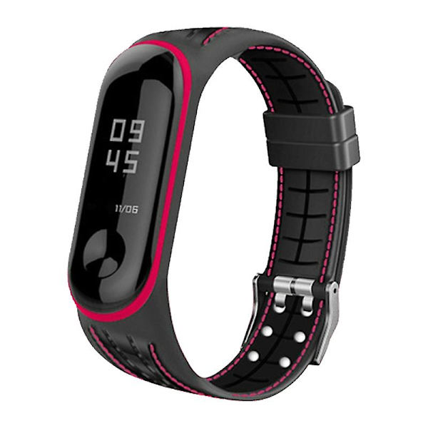 Armband med Bikake-Mönster Mjuk Silikon Armband Rem Armband Ersättning Kompatibel Xiaomi Mi Band 5 6 Jikaix Rose Red