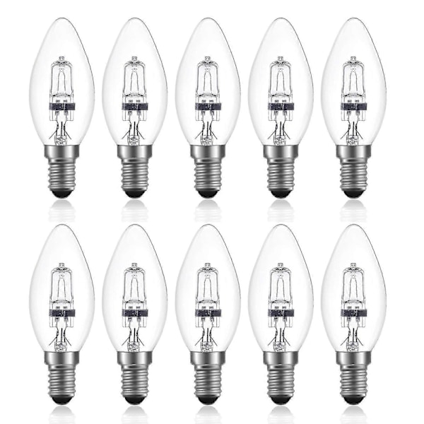 42W E14 C35 Dimmerbar Halogenpære AC 220-240V Varmt Hvit 2700K E14 Transparent Halogen Lyspære (10 stk)