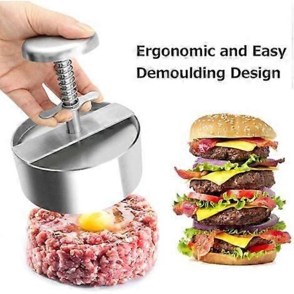Burger-painike, 304 Ruostumattomasta Teräksestä Valmistettu Hamburger-painike, Säädettävä Jauheliha-burger-painike, Helppokäyttöinen, Tarttumaton Hamburger-painike Perheen Kokoontumisille