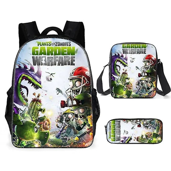 Plants Vs. Zombies 3 kpl Set Lasten Reppuja Peli Oheislaite Tyttö Pojat Reppu Koulureput Sarjakuva Kindergarten Rucksack Lahja 2