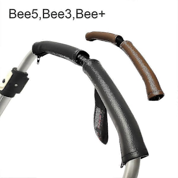 Vagnstyreöverdrag Passar Bugaboo Bee3 Bee5 Bee+ Vagntillbehör PU-Läder Armstöd Skyddande Fodral Svart
