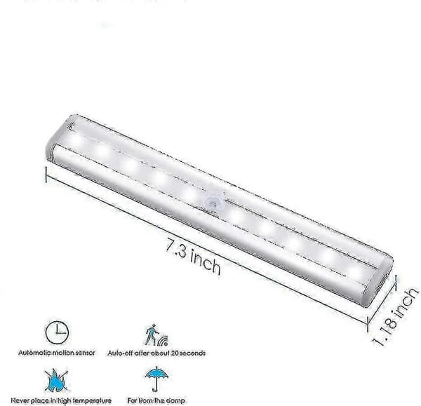 3-pakning Oppgradert USB Oppladbar 10 LED Magnetisk Bevegelsessensor Lys [DB]