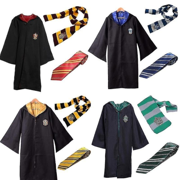 Harry Potter Gryffindor Ravenclaw Slytherin Robe Kappa Slips Kostym Scarf Slytherin Aldult L