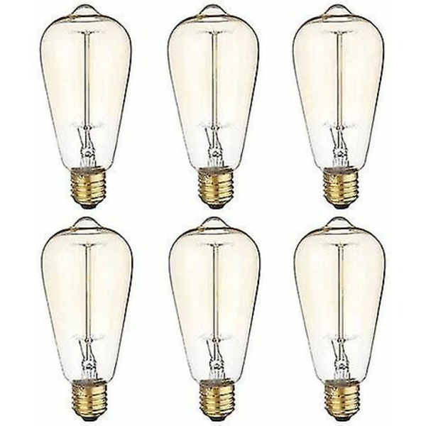 6x E27 60W Edison Glödlampa 220V ST64 Retro 64mm x 140mm