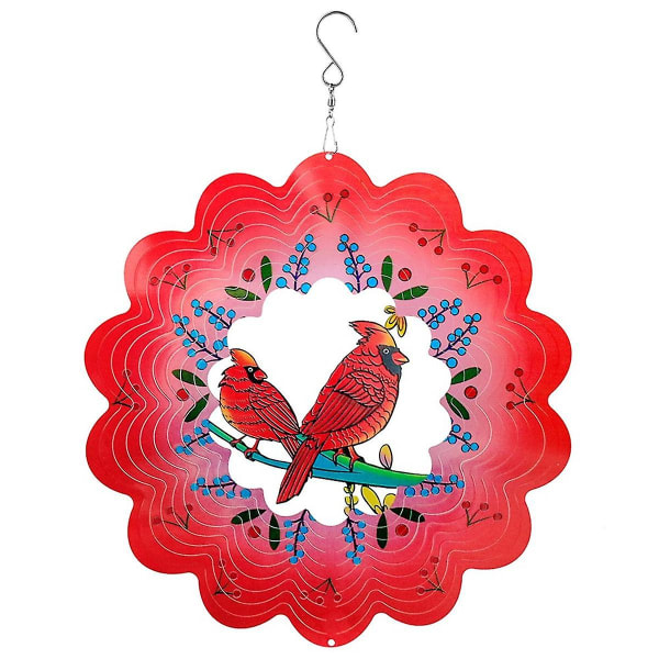 3D Wind Spinner Redbird 12 Inch Garden Laser Cut Hängande Wind Spinners Metall Kinetic Art Deco inomhus Red