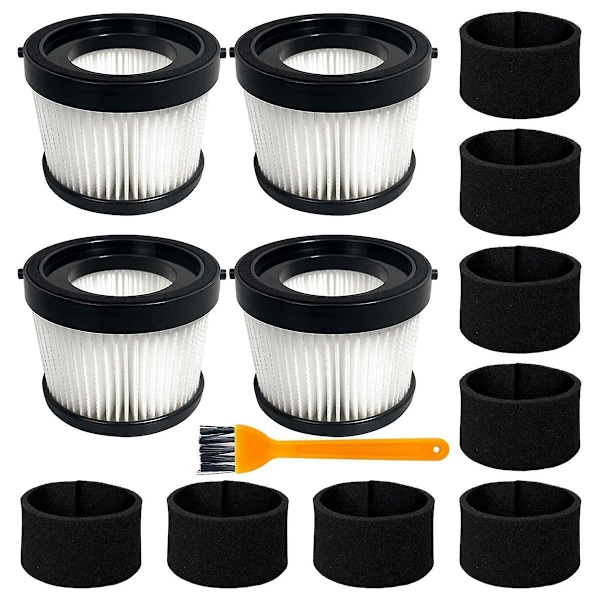 4-pak DCV5011H HEPA-filter for DCV501HB trådløs håndholdt støvsuger, med 8 skumfilterhylser og 1 børste As Shown