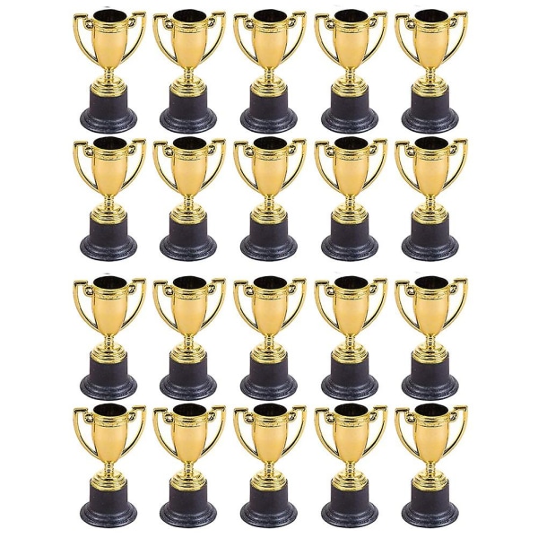 20 st Mini Plastguldkoppar för Fest Barn Tidig Inlärning Leksaker Priser Barnens Semester Trofé gold  black