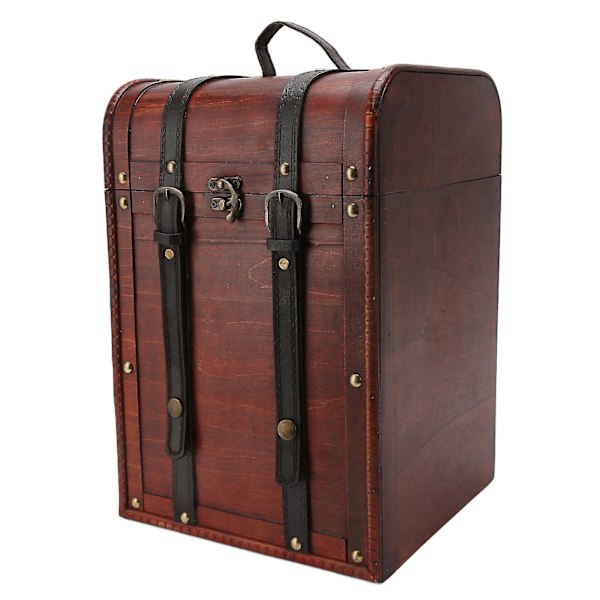 Wooden Wine Bottle Box Fatigue Luggage PU Leather Buckle Straps Storage Case 4 Bottle Wine Accessory