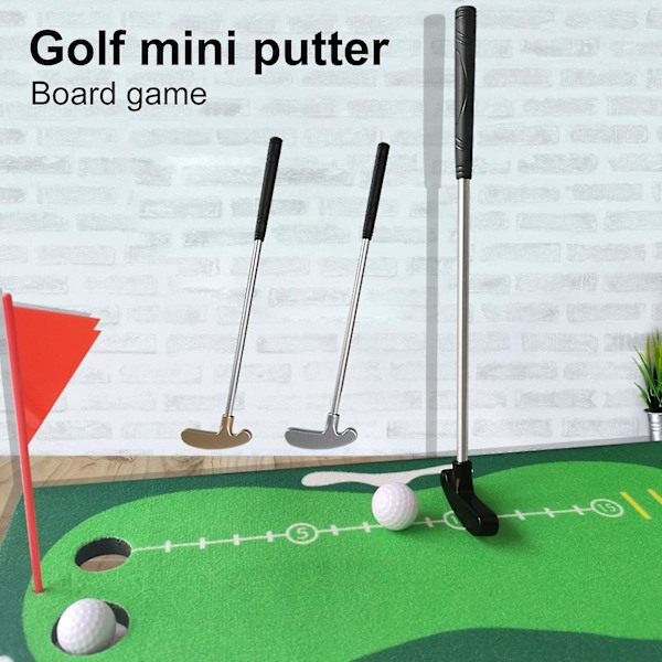 1 Sæt Mini Golf Putter med 2 Golfbolde TPR Greb Højre Venstrehåndet Rustfrit Stål Golfklub Børn Voksne Bordspil Golf Putter Træning Black