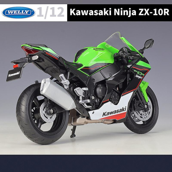 Kawasaki Ninja Zx10r 1/12 Motorcykel Model, Samlerobjekt, Autobike, Kortslutningsabsorber, Off-road [DmS] Green with Box