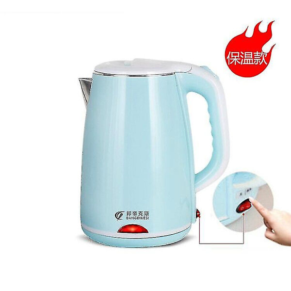 Elektrisk vattenkokare Hem Stor Kapacitet 2,3 Liter Vattenkokare Rostfritt Stål Isolering Integrerad Automatisk Avstängning VattenkokareBY Blue Insulation