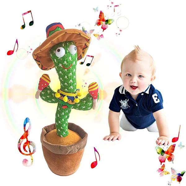 Tanssiva kaktus puhuva kaktus vauvan lelut laulaa 120 kappaletta musiikkikappaleita tallennus USB-laturi toistaa mitä sanot lahjat lapsille Cowboy