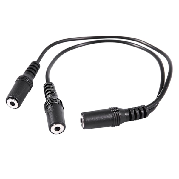 28 cm 3,5 mm naar dubbele jack-aansluiting vrouwelijke Y-splitter stereo audiokabel zwart