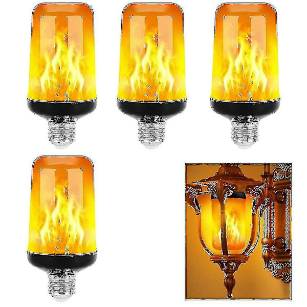 Led Flamme Lyspære, 4 Tilstande Flimrende Lyspærer, E26/e27 Sockel Flamme Pære, Jul (ruipei) 4Pcs