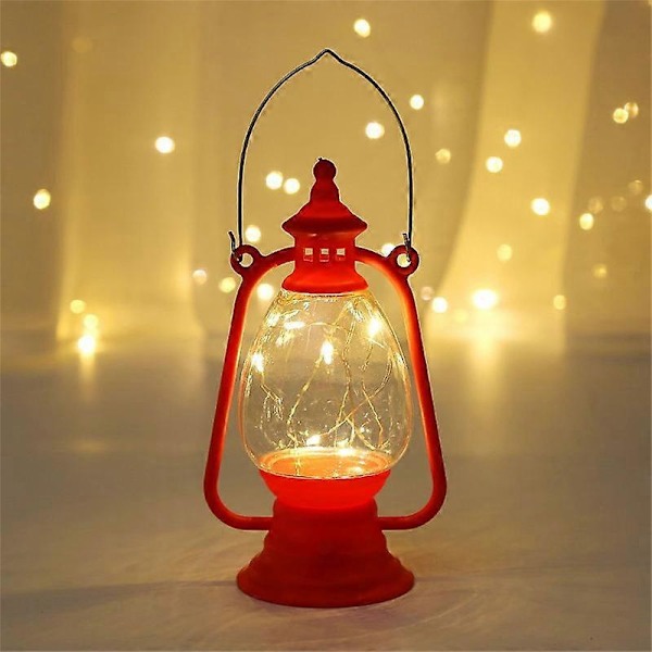 LED Lanterne Batteridrevet Varmt Lys Strømbesparende Vandtæt med Håndtag Nostalgisk Atmosfære Høj Lysstyrke Retro Stil Bærbar Natlampe til C Silver