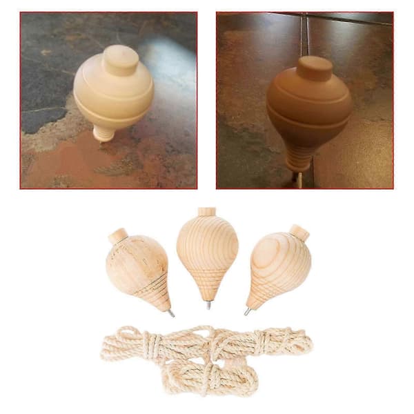 3x Klassiska Trätrompos DIY Snurror för Barn Barnkalas Tillbehör