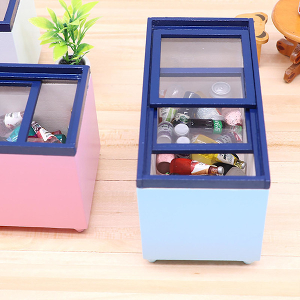 1:12 Imitation Kylskåp Realistisk Simulerad Söt Rollspel Dockhus Mini Kylskåp Leksak för Underhållning Pink