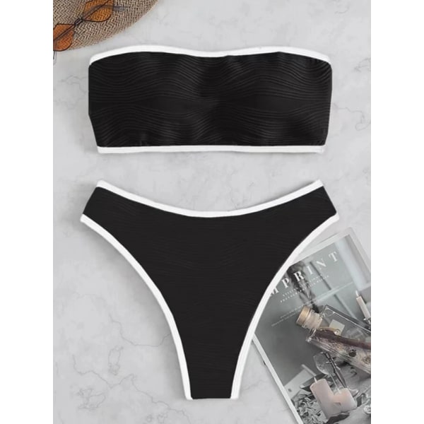 Bikini Sexy Kvinners Badedrakt 2023 Ny Solid Bandeau Bikinis Sett Thong Badetøy Sommer Biquini 2 Delers Badedrakt Strand Kvinne 1 XL