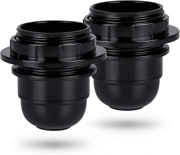 Sort e27 skrusokkel - 2x e27 lampesokkel plastring - e27 pæresokkel - e27 pæresokkelholder - e27 pæresokkel [DB]