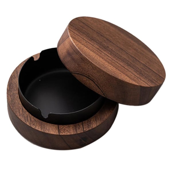 Walnut Ashtray With Windproof Wooden Ashtray Portable Ash Holder For Smokers Desktop Office,men's G