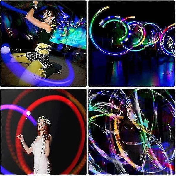 LED Poi Bolde, Sæt med 2 LED Poi Jongleringsbolde med Regnbuefarver og Strobeeffekt, LED Glow Poi Sæt [DB]