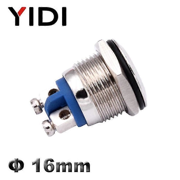 16mm Vandtæt Krom Metal Indikatorlys, 12v 24v 220v Rød Grøn Blå Hvid Gul Pilotlampe Signallys Skrueterminal