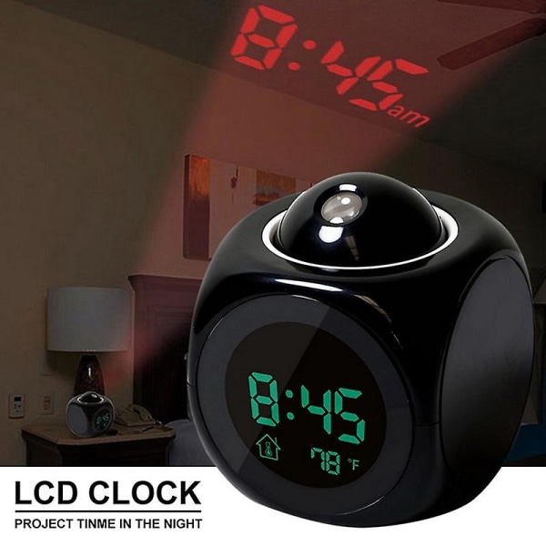Kreativ LCD Digital Projektions Laser Vækkeur Display Stemme Rapport Dekoration white