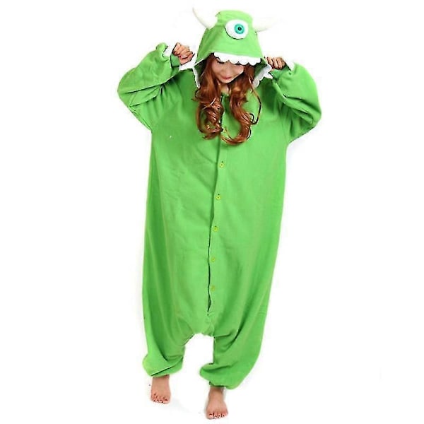 Zhouxixi Vuxen Halloween Onesie Cartoon Monster Pyjamas för Kvinnor Män Djur Kigurumi Pyjamas Hemkläder Cosplay Party Kostym S Green