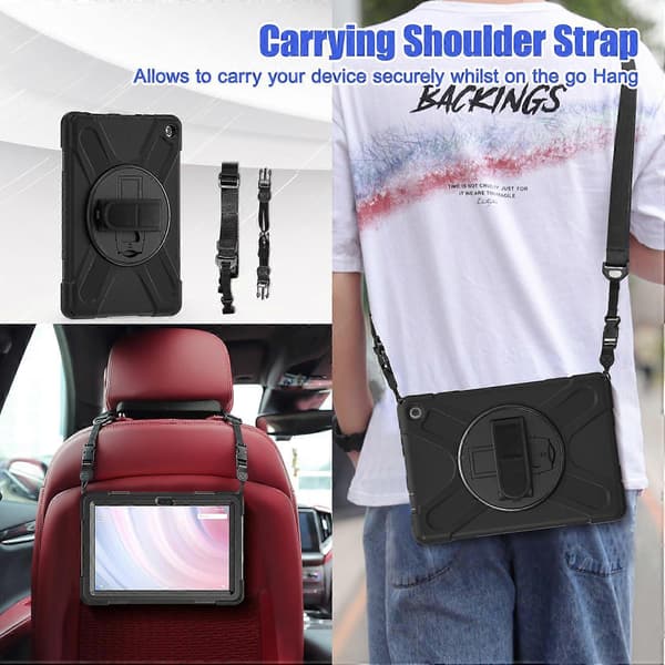 Skyddsfodral med stativ för Fire HD 10 (2023) med handrem/axelrem