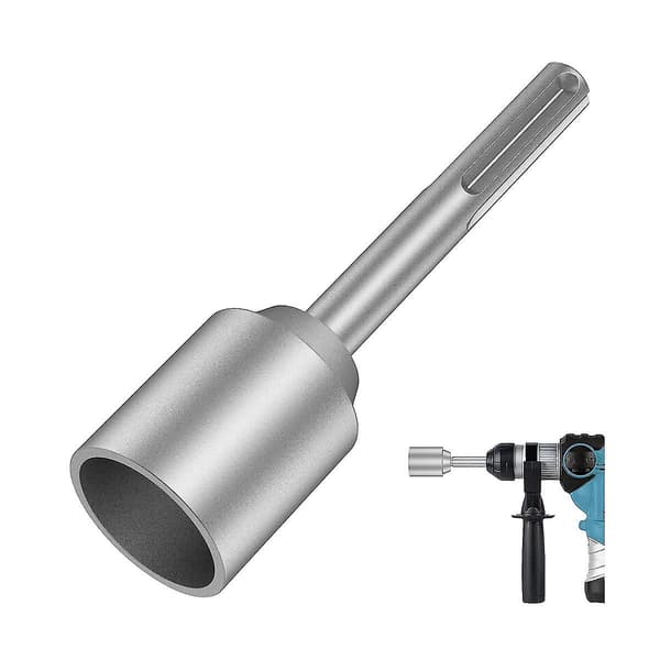 SDS-Max Jordstangsdriver, 45mm Heavy Duty Stålbor Bitdriver, til RotaryHammer Bor Jordforbindelse Silver