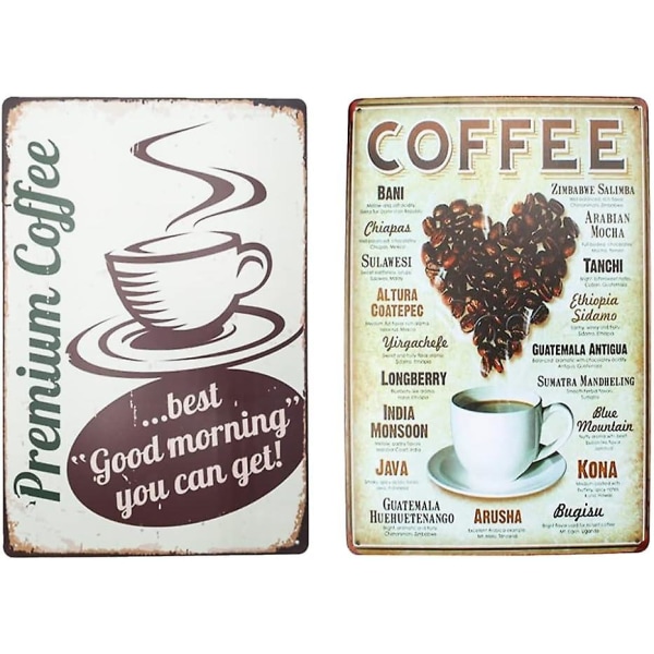 Pack Of 2 Retro Tin Signs For Kitchen Wall Decorations