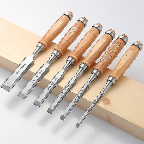 Wood Chisel Set, 6pcs Professional Wood Chisel With Wooden Handle Carving