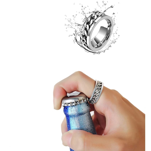 Anti-stressring med flaskeåbnerfunktion sølv 20,7 mm (FMY)