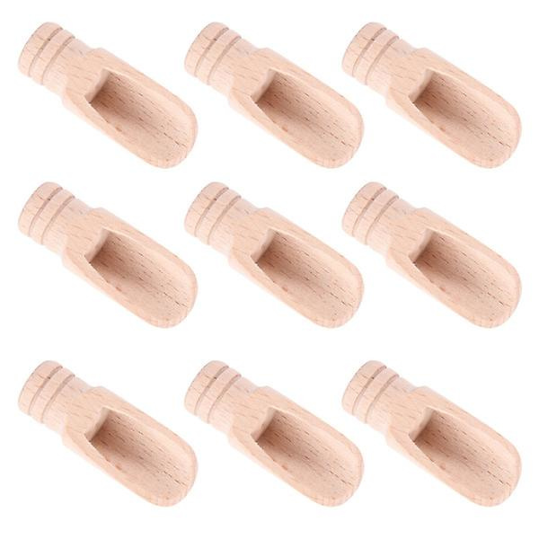 9 stk Mini Treskjeer i Tre, Multifunksjonelle Teskjeer, Kaffeskjeer for Hjemmet Log color 1 5.1X1.8X1.2CM