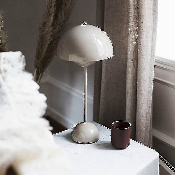 Nordisk Genopladelig Blomster Bordlampe Natbord Lampe Svampe Soveværelse Bord Dekoration Natbord Lampe Natlys [hk] White
