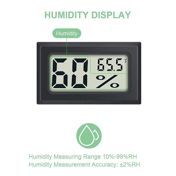 4-pakke Mini Digitalt Termometer Hygrometer Innendørs Fuktighetsmåler Temperatur Fuktighetsmåler Måler med Fahrenheit () for Humidorer, Drivhus, Garde