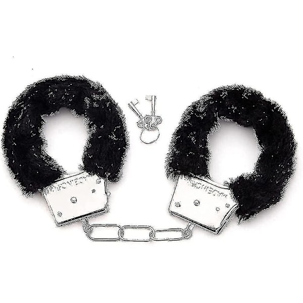 Metallhandbojor med 2 Nycklar för Cosplay Polis Rollspel Leksak [DmS] Black