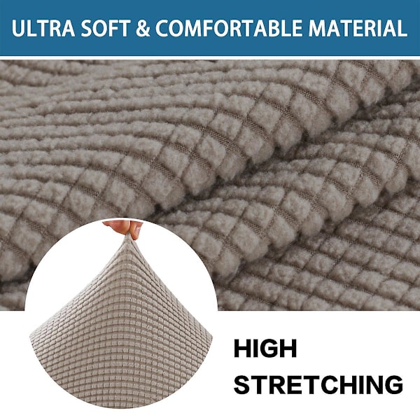Högstretch sätesdynöverdrag soffa kudde möbelskydd med elastisk botten för 1/2/3-sits, taupeBY 3 seater