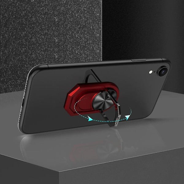 Telefonhållare Vikbar Lättanvänd Zinklegering Multifunktionell Mobiltelefon Bil Magnetisk Ringfäste För Hem Jikaix Black