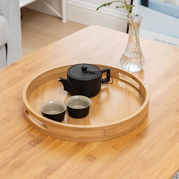 Tre Serveringsbrett Rundt Serveringsfat Te Matrett Drikkfat Flerbruks Middag Biff Steak Frukt Snackbrett Bret BY 40X5CM