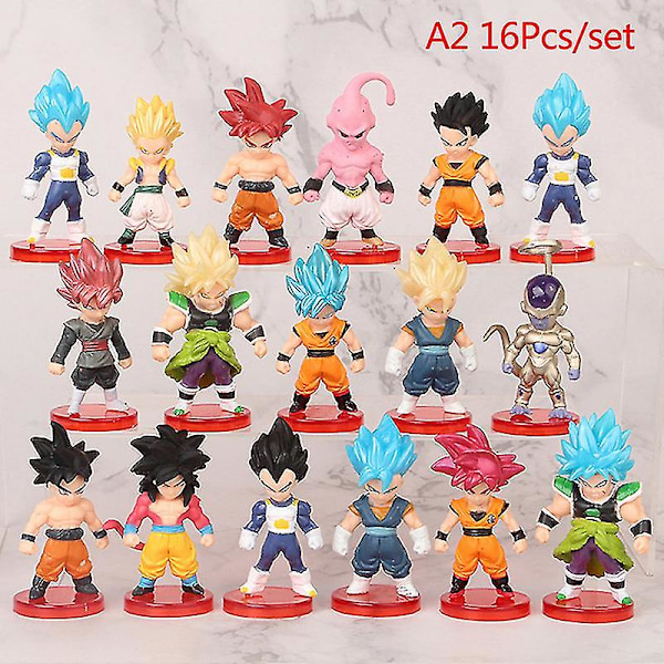 16 stk./sæt Dragon Ball Super Son Goku Vegeta Broly Buu Actionfigurer Gavelegetøj 2st(16pcs) 16pcs
